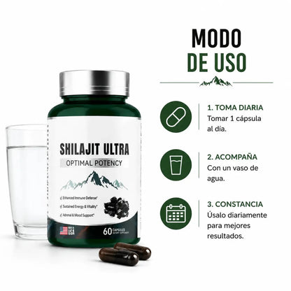 Shilajit Ultra Optimal Potency 60 Capsulas Suplemento Mineral Zivanne
