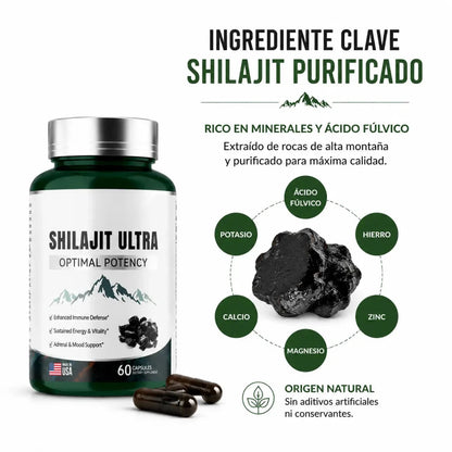 Shilajit Ultra Optimal Potency 60 Capsulas Suplemento Mineral Zivanne
