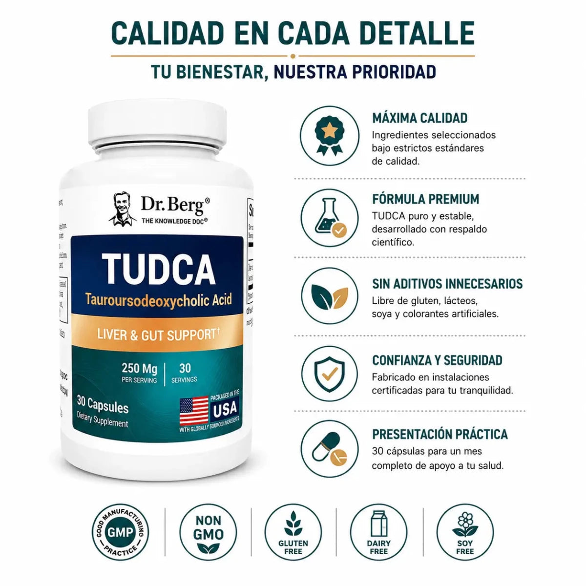 Dr. Berg TUDCA (30 Cápsulas) – Suplemento Digestivo - Zivanne