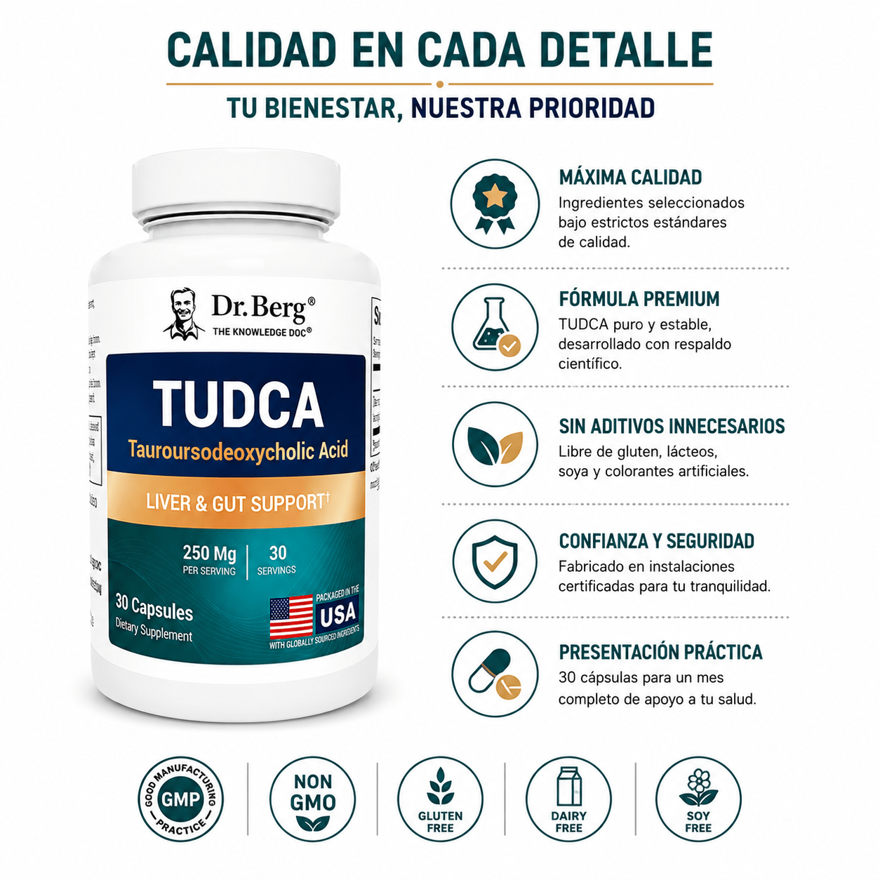 Dr Berg TUDCA 30 Capsulas Suplemento Digestivo Zivanne