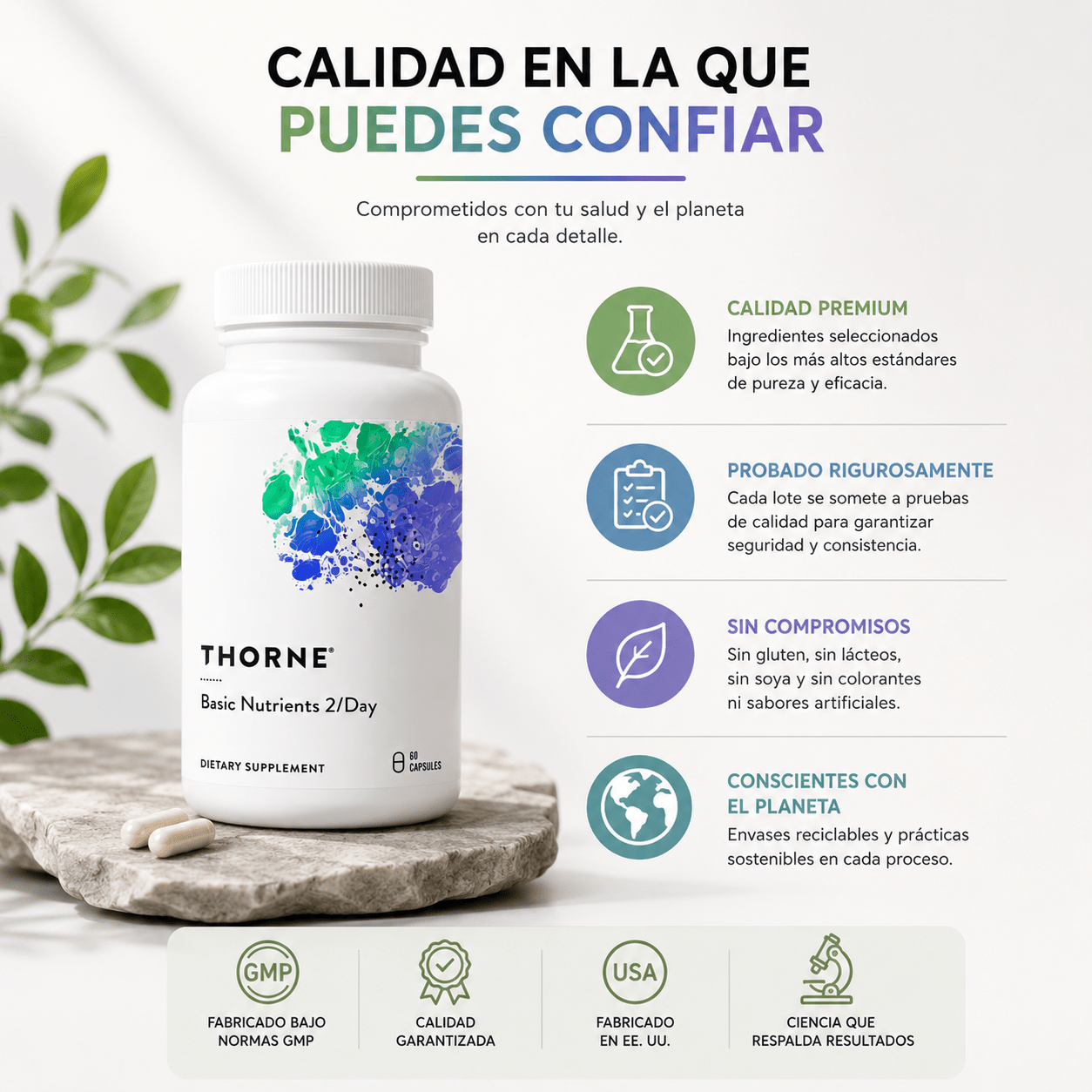 Thorne Basic Nutrients 2/Day Multivitaminico Avanzado 60 Capsulas Zivanne
