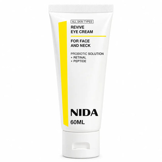 NIDA, Revive Eye Cream for Face and Neck, Crema Renovadora con Retinal, Probióticos y Péptidos, 60 ml