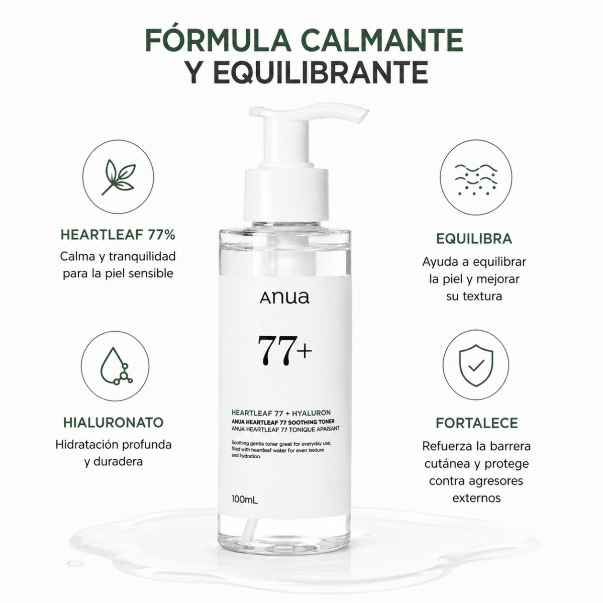 Anua Heartleaf 77 Soothing Toner (100ml) — Tónico Facial Calmante - Zivanne