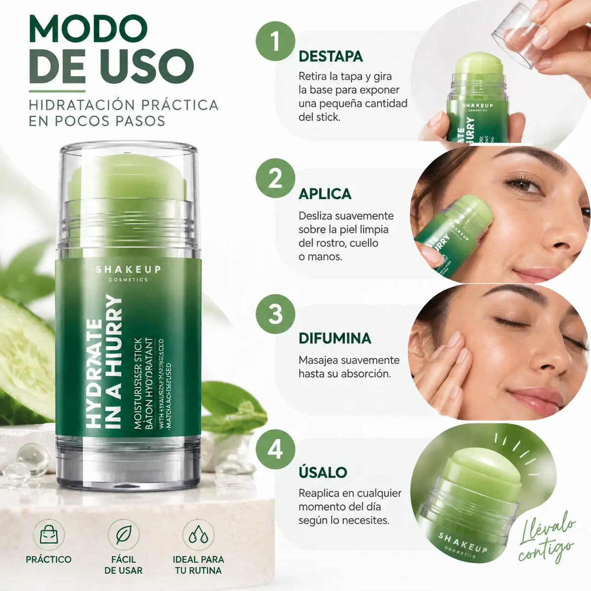 Arsekum, Hydrate in a Hurry, Stick Hidratante Facial Portátil, 10 ml