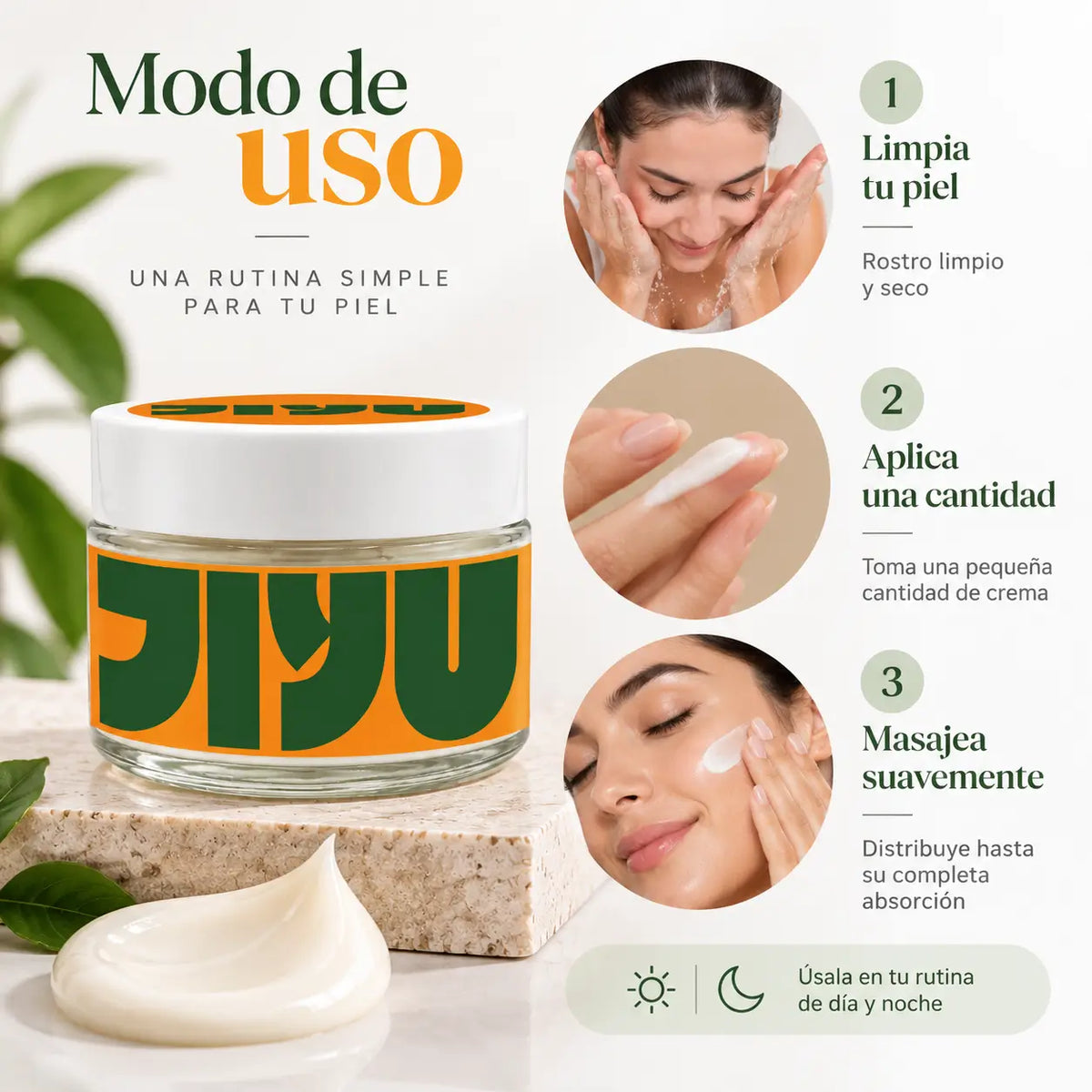 JIYU, Skin Cell Face Cream, Crema Facial Hidratante e Iluminadora, 60 ml