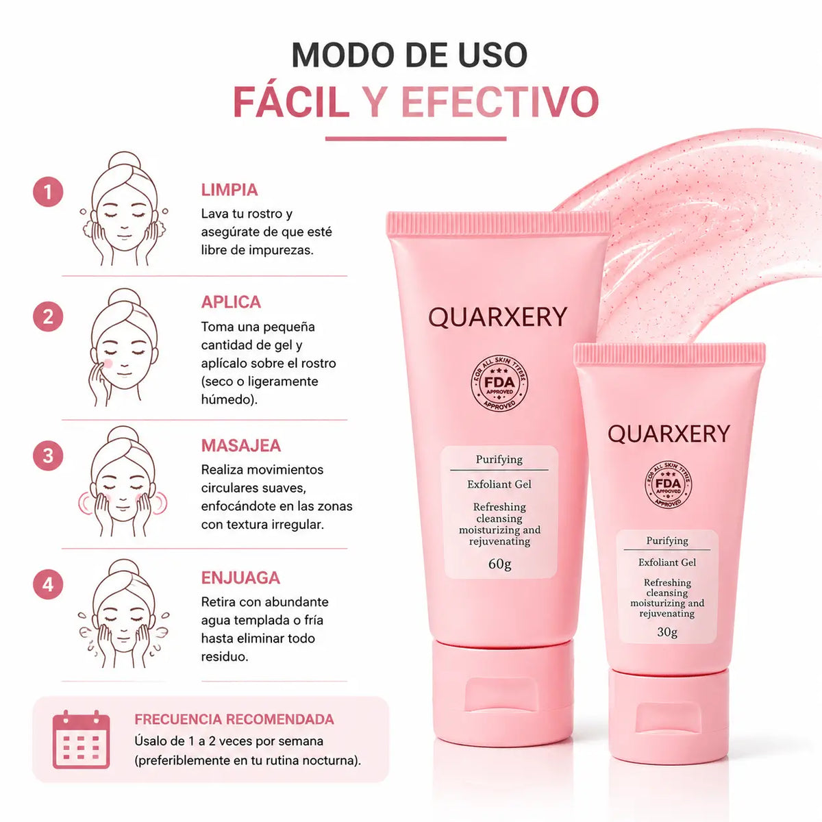 Duo Kit Quarxery Gel Exfoliante Purificante 80g 30g Renovacion Cutanea Zivanne