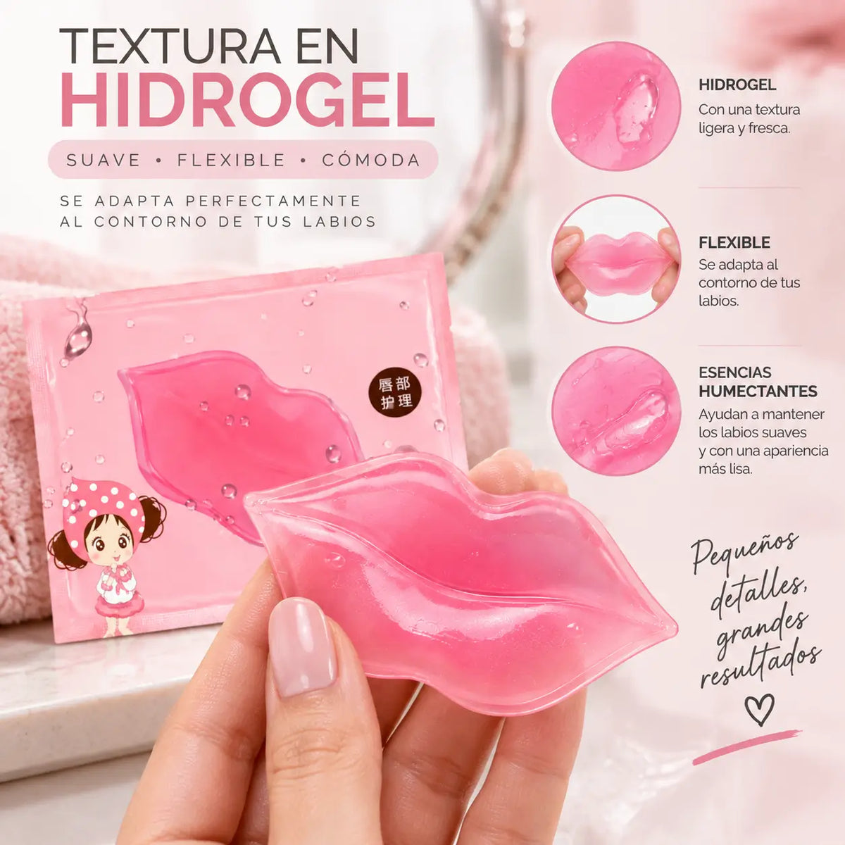 Zivanne, Mascarilla de Colágeno para Labios, Parche de Hidrogel Humectante, 1 Unidad