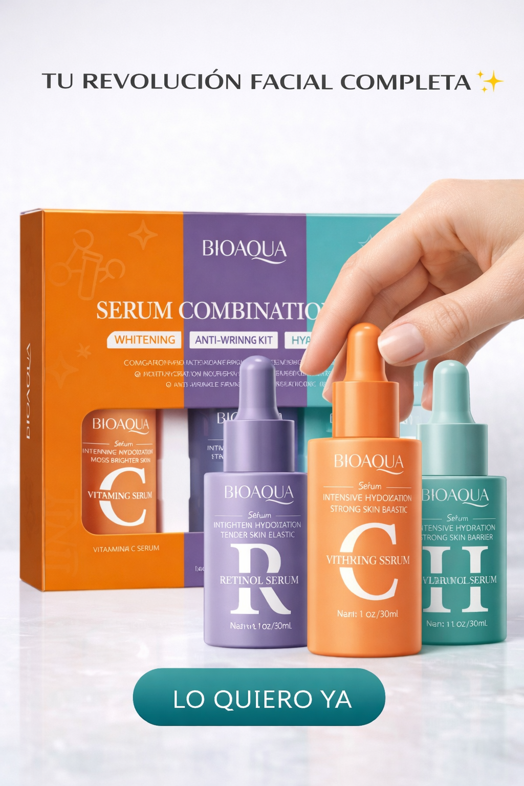 Kit de Sérums Anti-Edad: Vitamina C + Retinol + Ácido Hialurónico