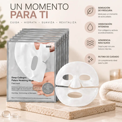 Deep Collagen, Real Deep Mask, Mascarilla Facial de Hidrogel con Colágeno, Set de Mascarillas