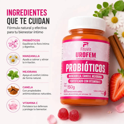 Urofem Probióticos Fitovit 60 gomitas masticables Zivanne