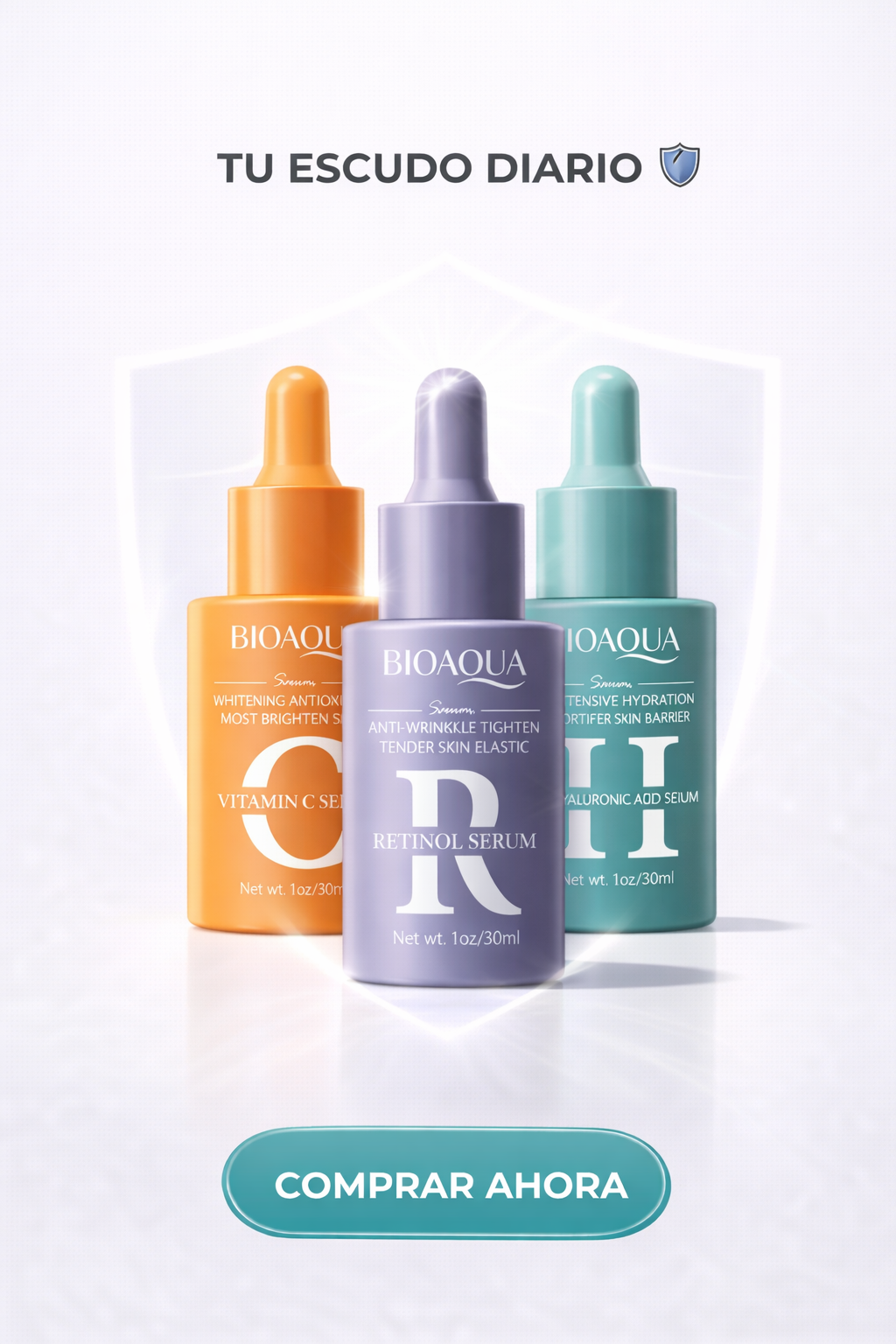 Kit de Sérums Anti-Edad: Vitamina C + Retinol + Ácido Hialurónico