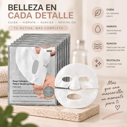 Deep Collagen, Real Deep Mask, Mascarilla Facial de Hidrogel con Colágeno, Set de Mascarillas