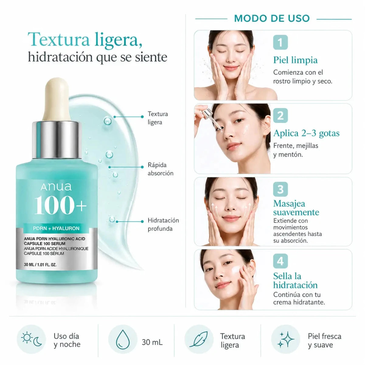 Anua PDRN Hyaluronic Acid Serum 30ml sérum facial hidratante