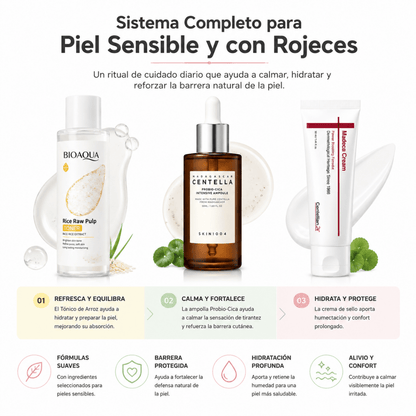 Kit de Cuidado Facial Antirojeces y Calma — Sistema de Cuidado para Piel Sensible - Zivanne