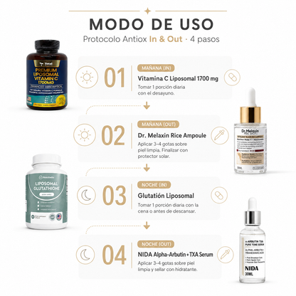 Protocolo Antiox In & Out — Kit Tono Uniforme y Luminosidad (4 Pasos)