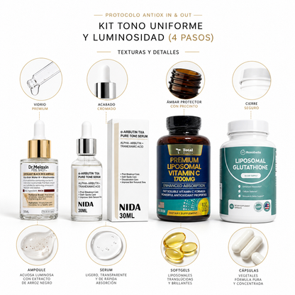Protocolo Antiox In & Out — Kit Tono Uniforme y Luminosidad (4 Pasos)