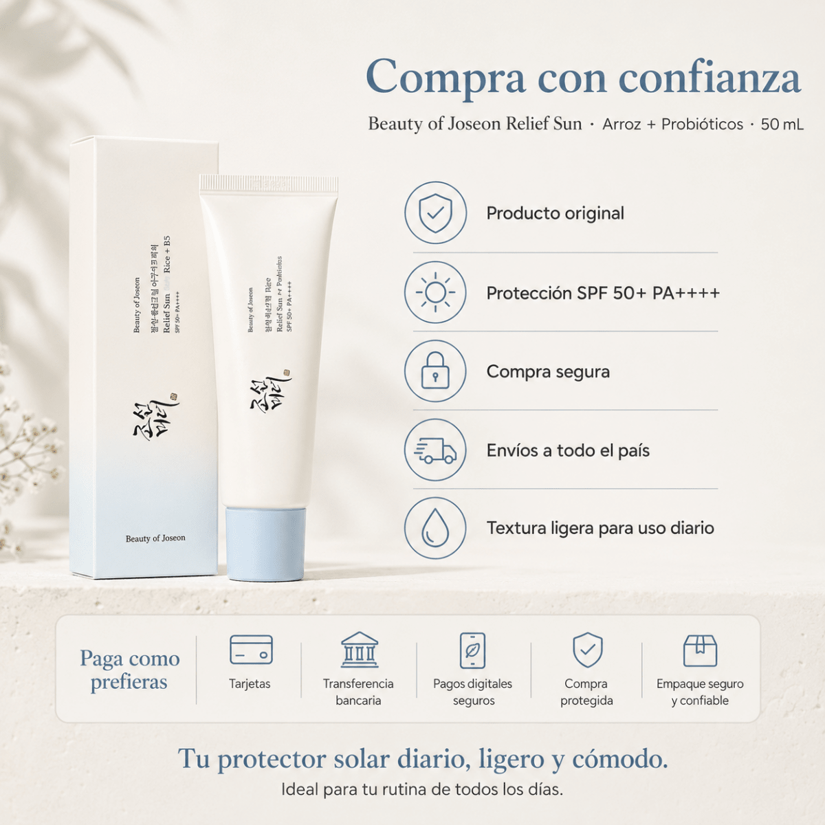 Beauty of Joseon Relief Sun : Rice + Probiotics SPF50+ PA++++ (50ml) - Zivanne