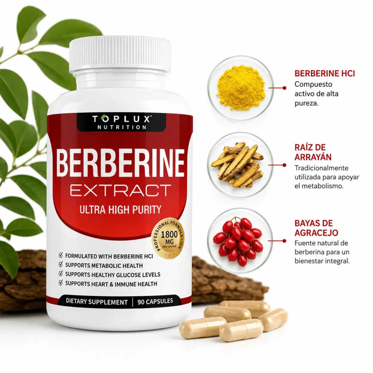Toplux Nutrition Berberine Extract Suplemento Nutricional Botanico Zivanne