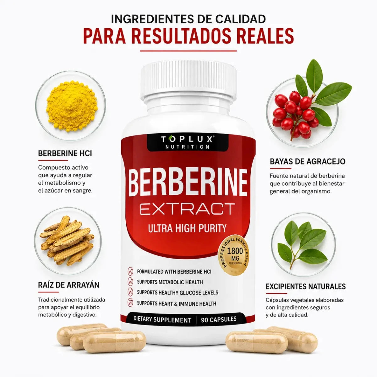 Toplux Nutrition Berberine Extract Suplemento Nutricional Botanico Zivanne