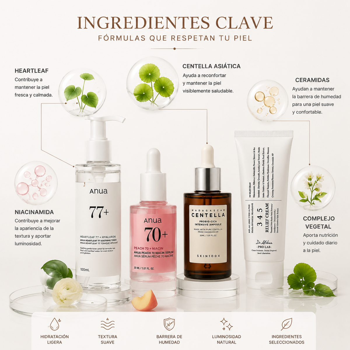 Zivanne, Kit Protocolo Textura y Barrera Glass Skin, Rutina de Cuidado Facial K-Beauty, Set de 4 Piezas