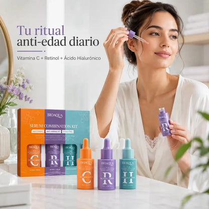 Zivanne Kit de Sérums Faciales con Vitamina C Retinol y Ácido Hialurónico