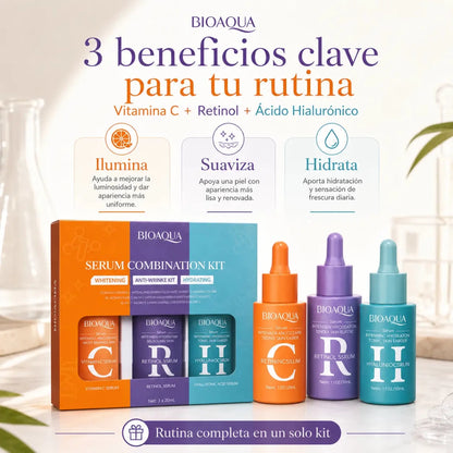 Zivanne Kit de Sérums Faciales con Vitamina C Retinol y Ácido Hialurónico
