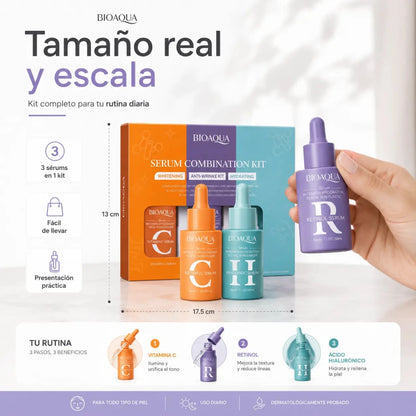 Zivanne Kit de Sérums Faciales con Vitamina C Retinol y Ácido Hialurónico