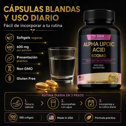Ácido Alfa Lipoico Total Health Suplemento Antioxidante Zivanne