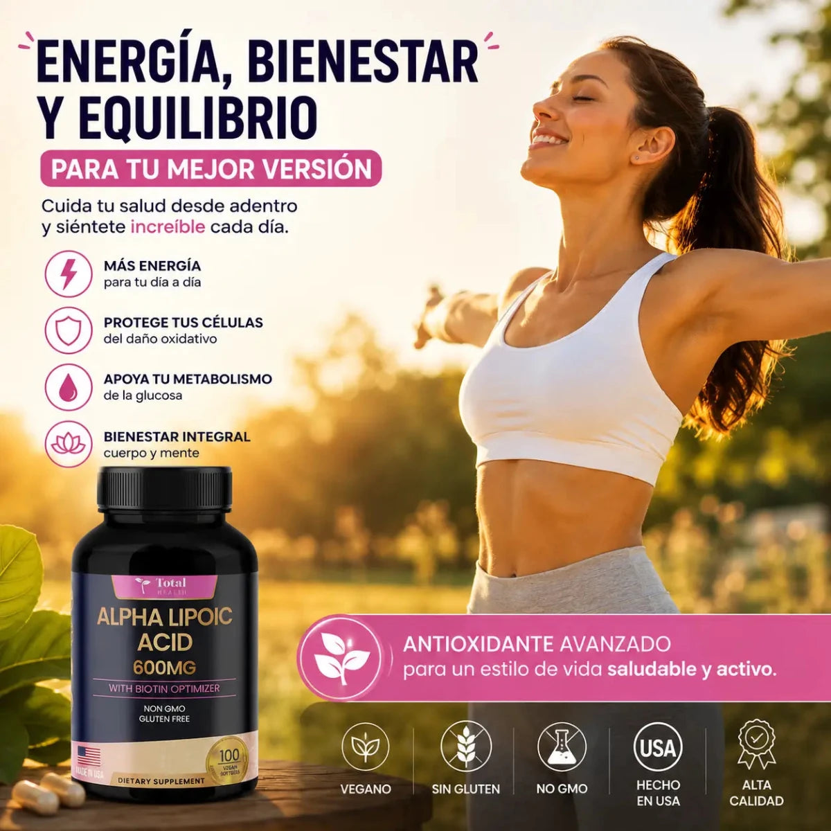 Ácido Alfa Lipoico Total Health Suplemento Antioxidante Zivanne