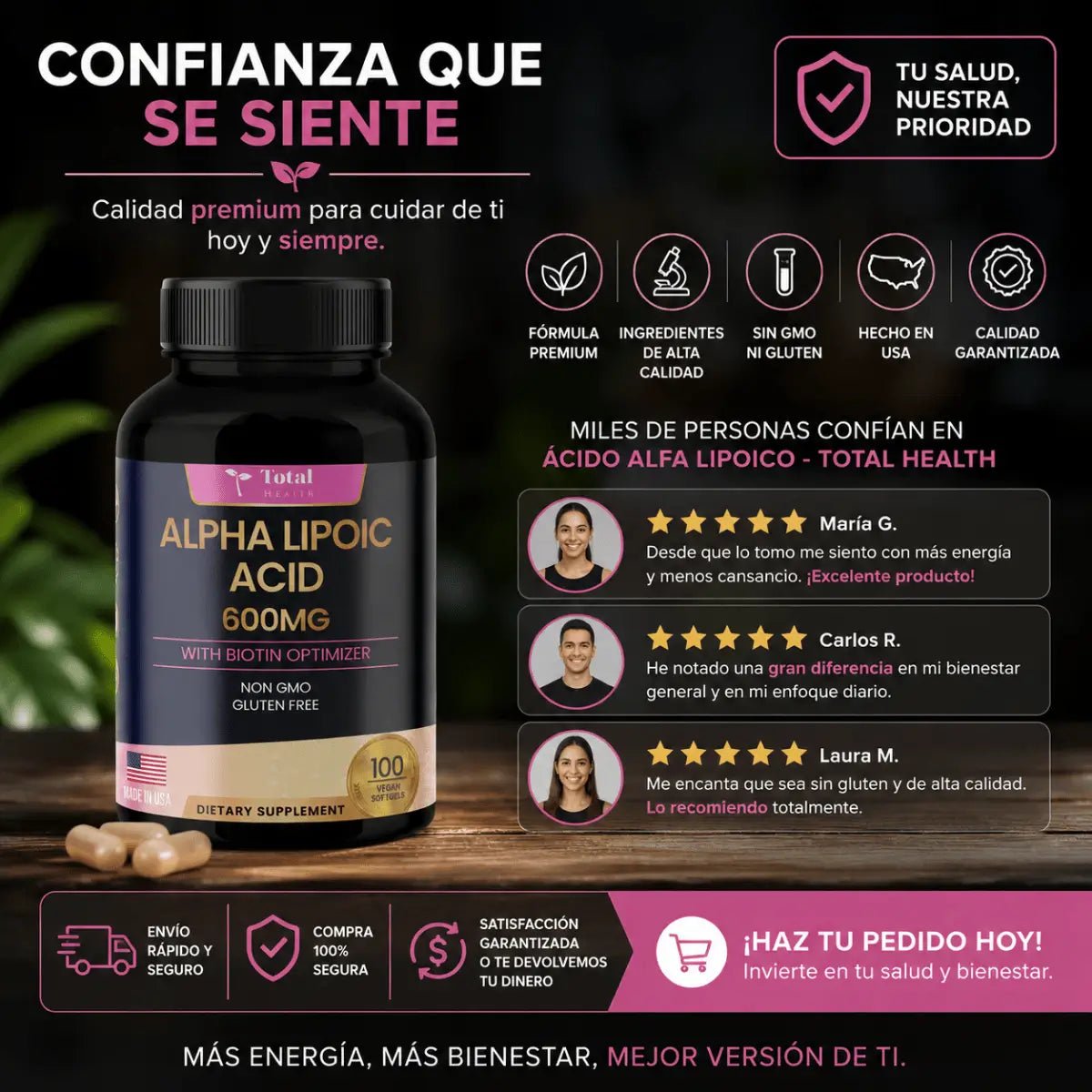 Acido Alfa Lipoico Total Health – Suplemento Antioxidante - Zivanne