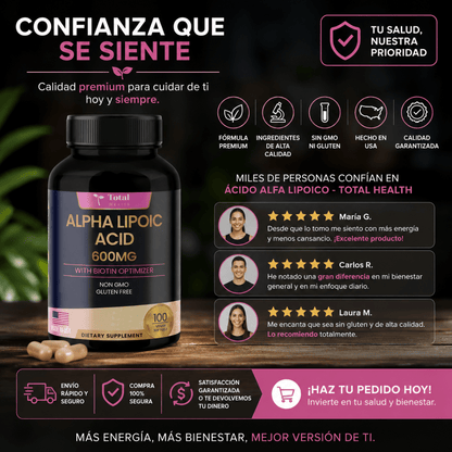 Ácido Alfa Lipoico Total Health Suplemento Antioxidante Zivanne