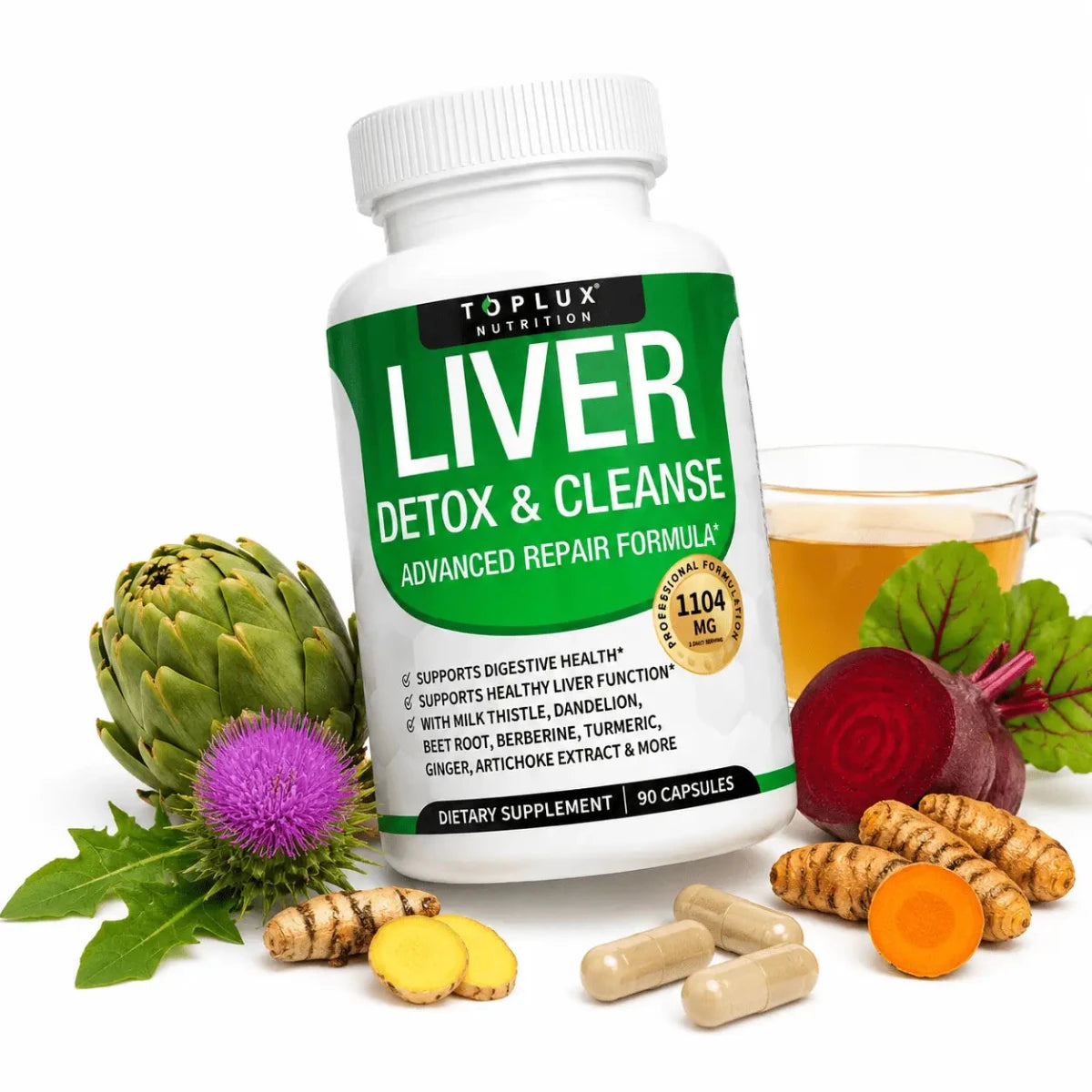 Toplux Nutrition Liver Detox & Cleanse 60 Capsulas Soporte Botanico Zivanne