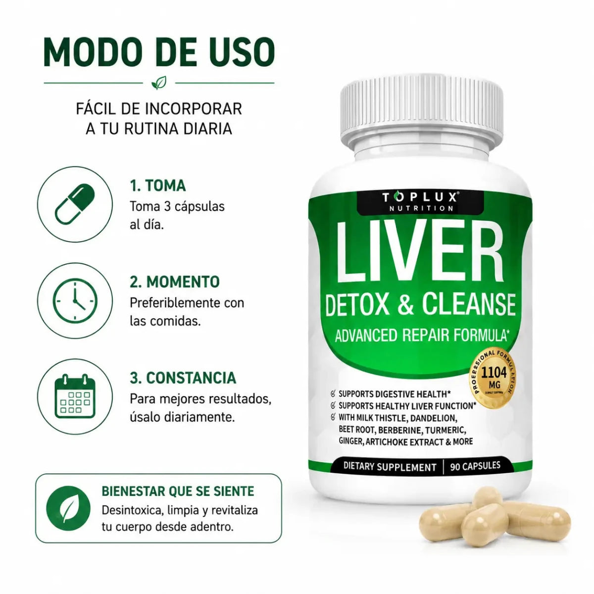 Toplux Nutrition Liver Detox & Cleanse 60 Capsulas Soporte Botanico Zivanne
