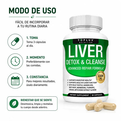 Toplux Nutrition Liver Detox & Cleanse 60 Capsulas Soporte Botanico Zivanne