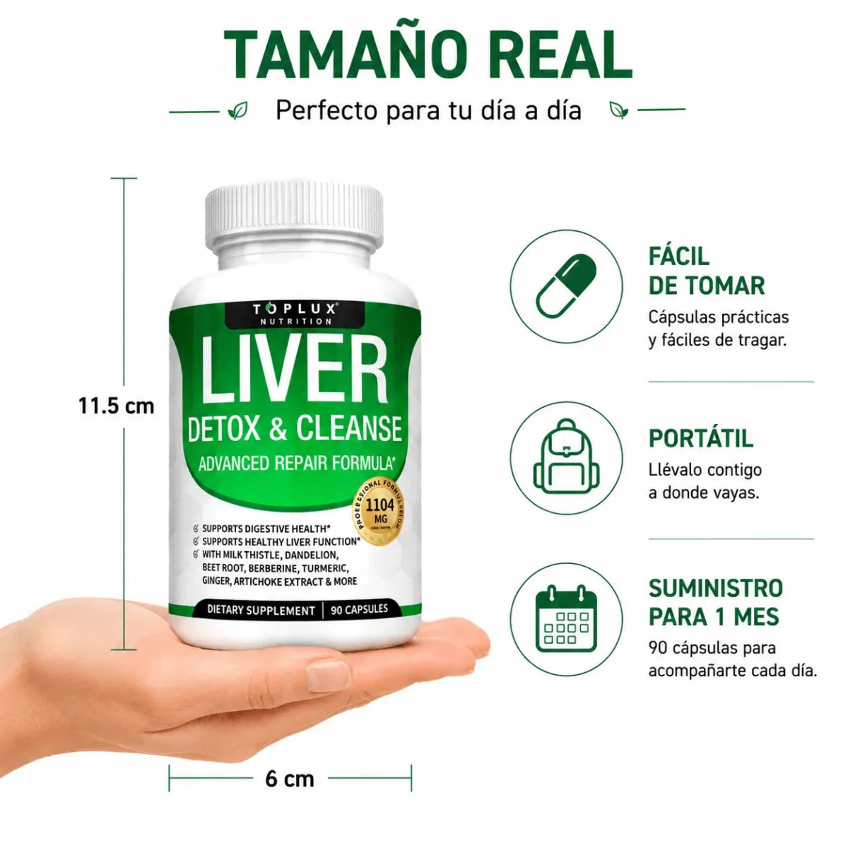 Toplux Nutrition Liver Detox & Cleanse 60 Capsulas Soporte Botanico Zivanne