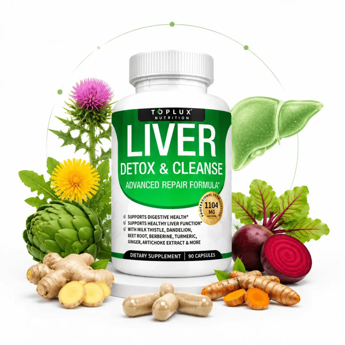 Toplux Nutrition Liver Detox & Cleanse 60 Capsulas Soporte Botanico Zivanne