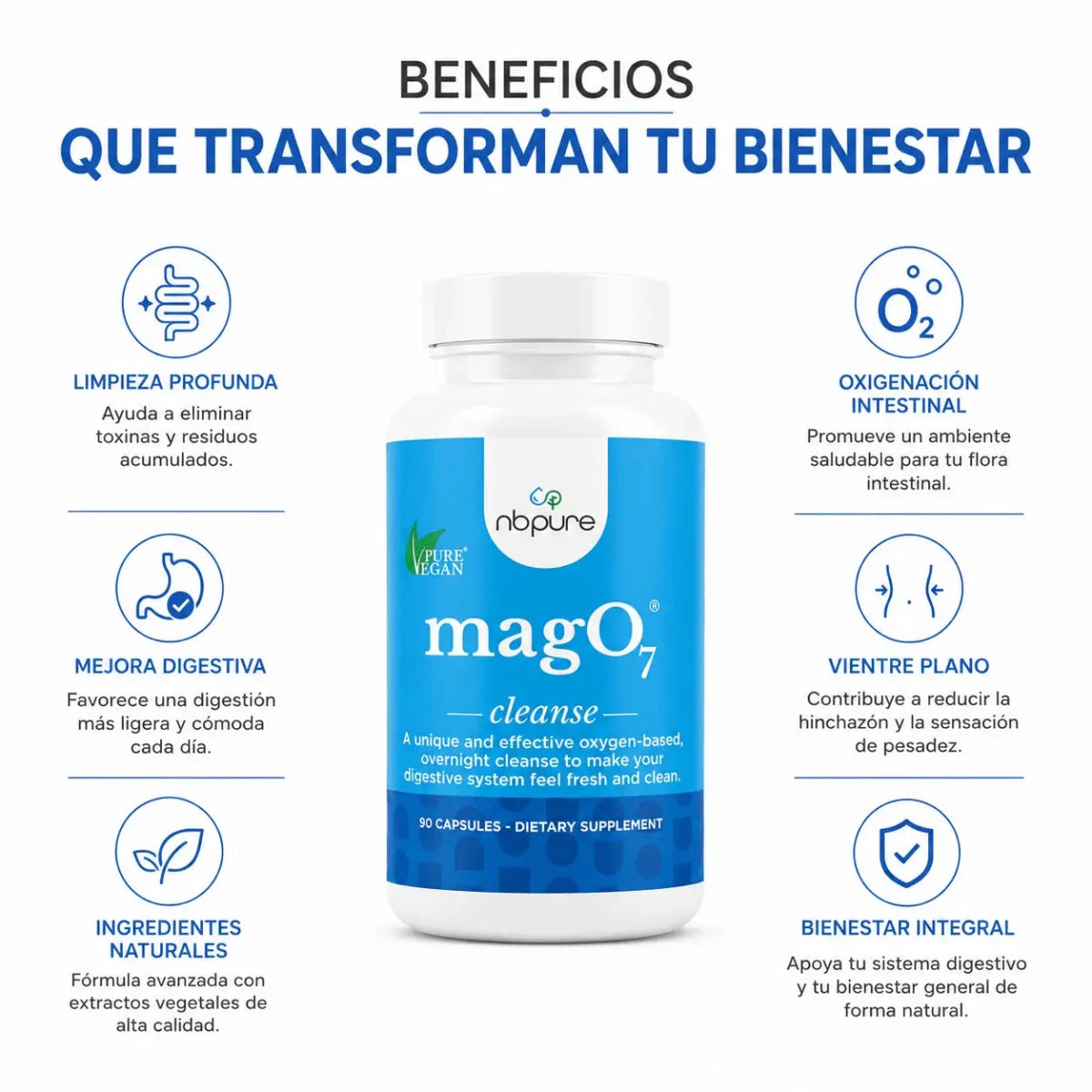 NBPURE Mag07 Cleanse 90 Capsulas Suplemento de Magnesio Zivanne