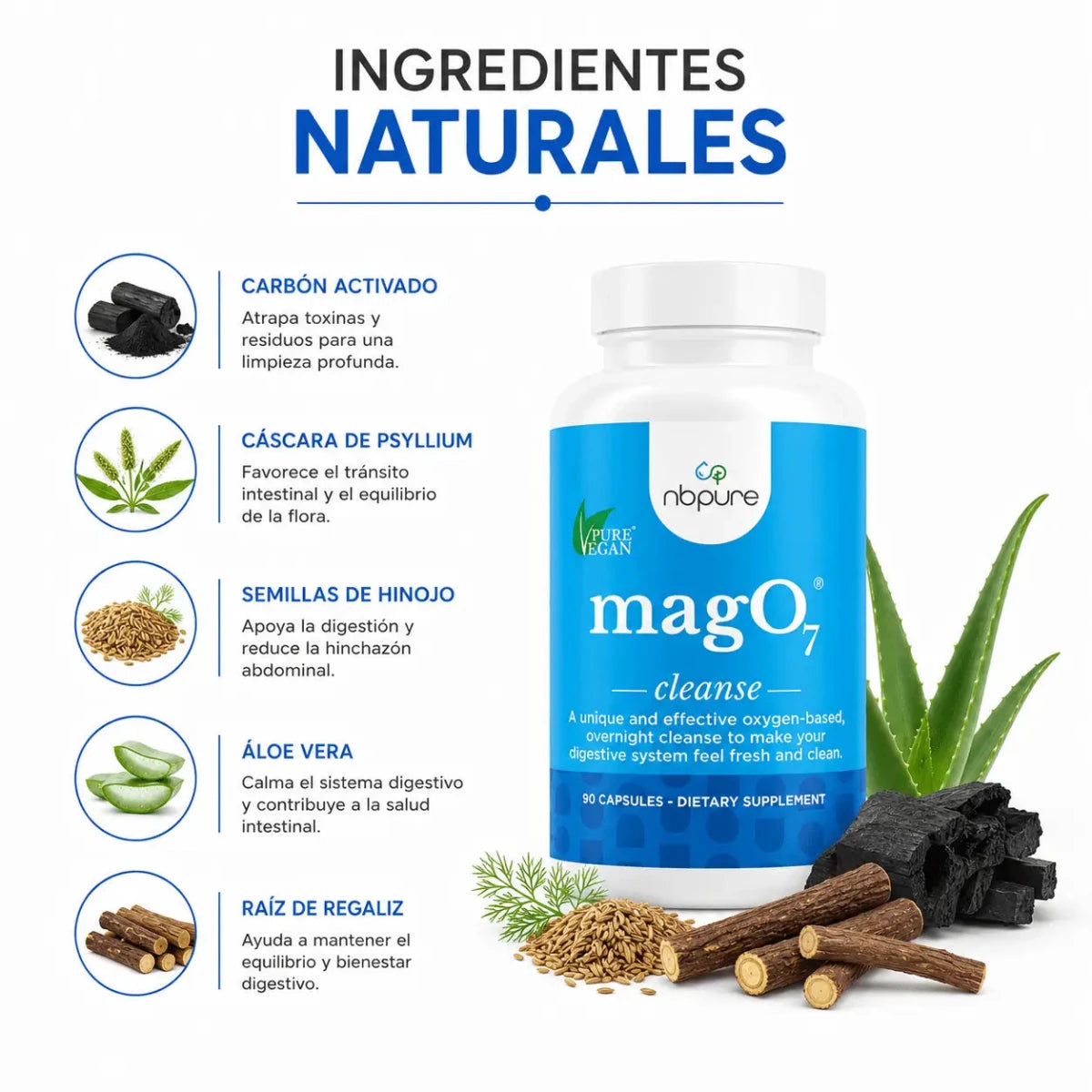 NBPURE Mag07 Cleanse 90 Capsulas Suplemento de Magnesio Zivanne