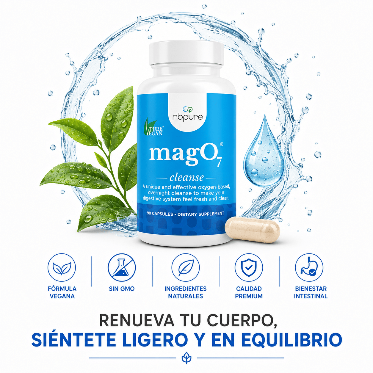 NBPURE Mag07 Cleanse 90 Capsulas Suplemento de Magnesio Zivanne