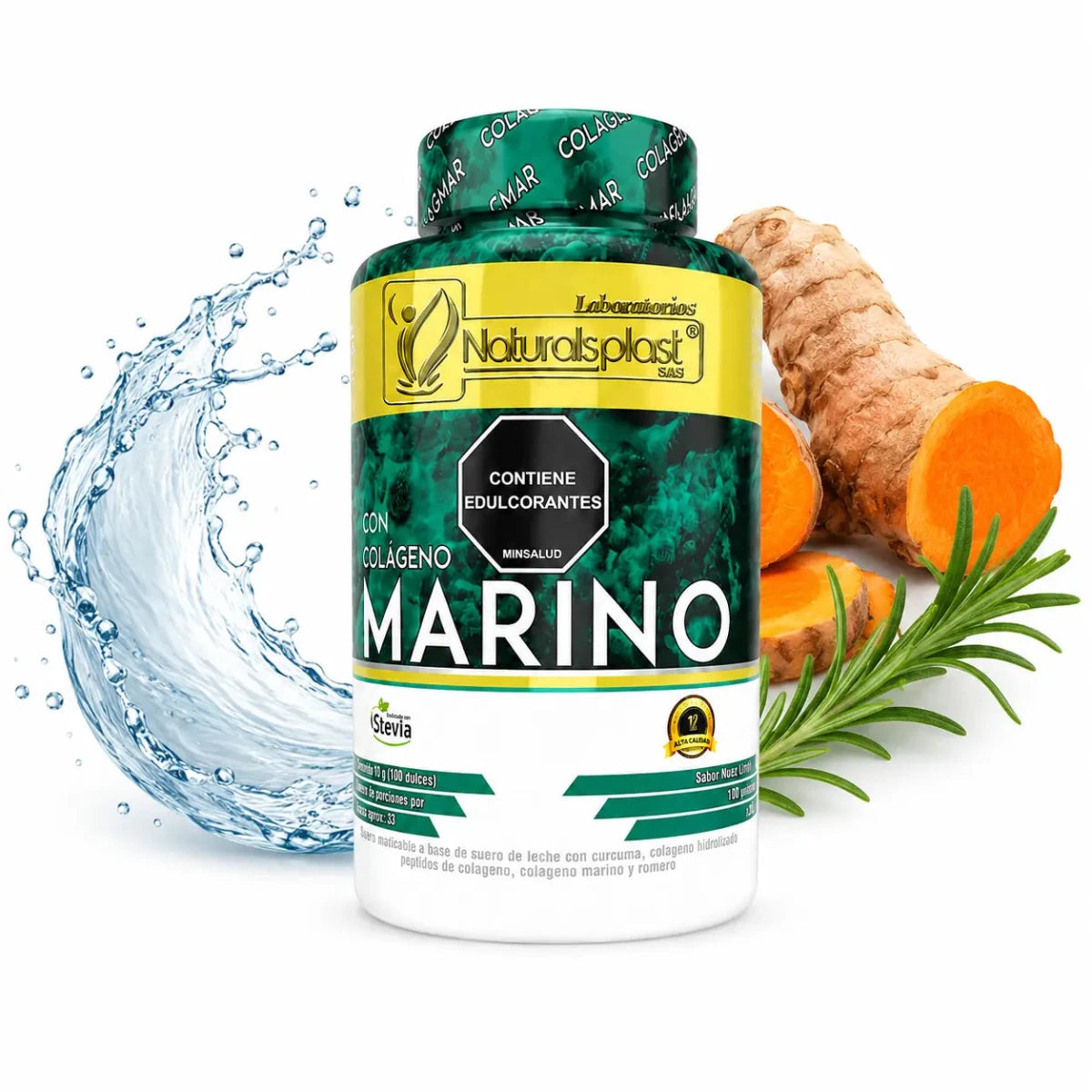 Colágeno Marino Naturalsplast con Cúrcuma y Romero 100 tabletas Zivanne