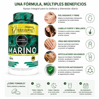 Colágeno Marino Naturalsplast con Cúrcuma y Romero 100 tabletas Zivanne