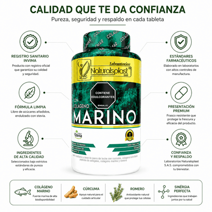 Colágeno Marino Naturalsplast con Cúrcuma y Romero 100 tabletas Zivanne