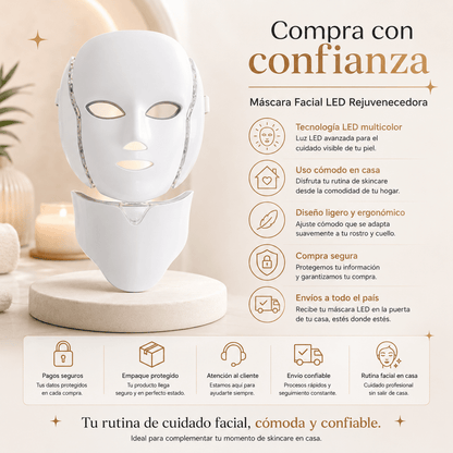 Zivanne Máscara Facial LED dispositivo de cuidado cosmético
