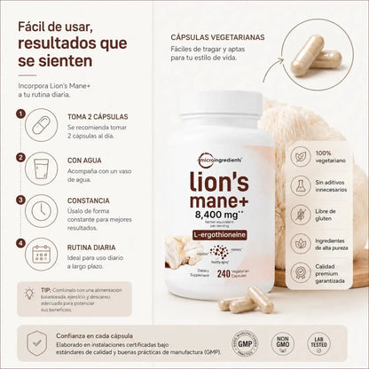 Melena de León Lion's Mane+ 240 cápsulas Zivanne