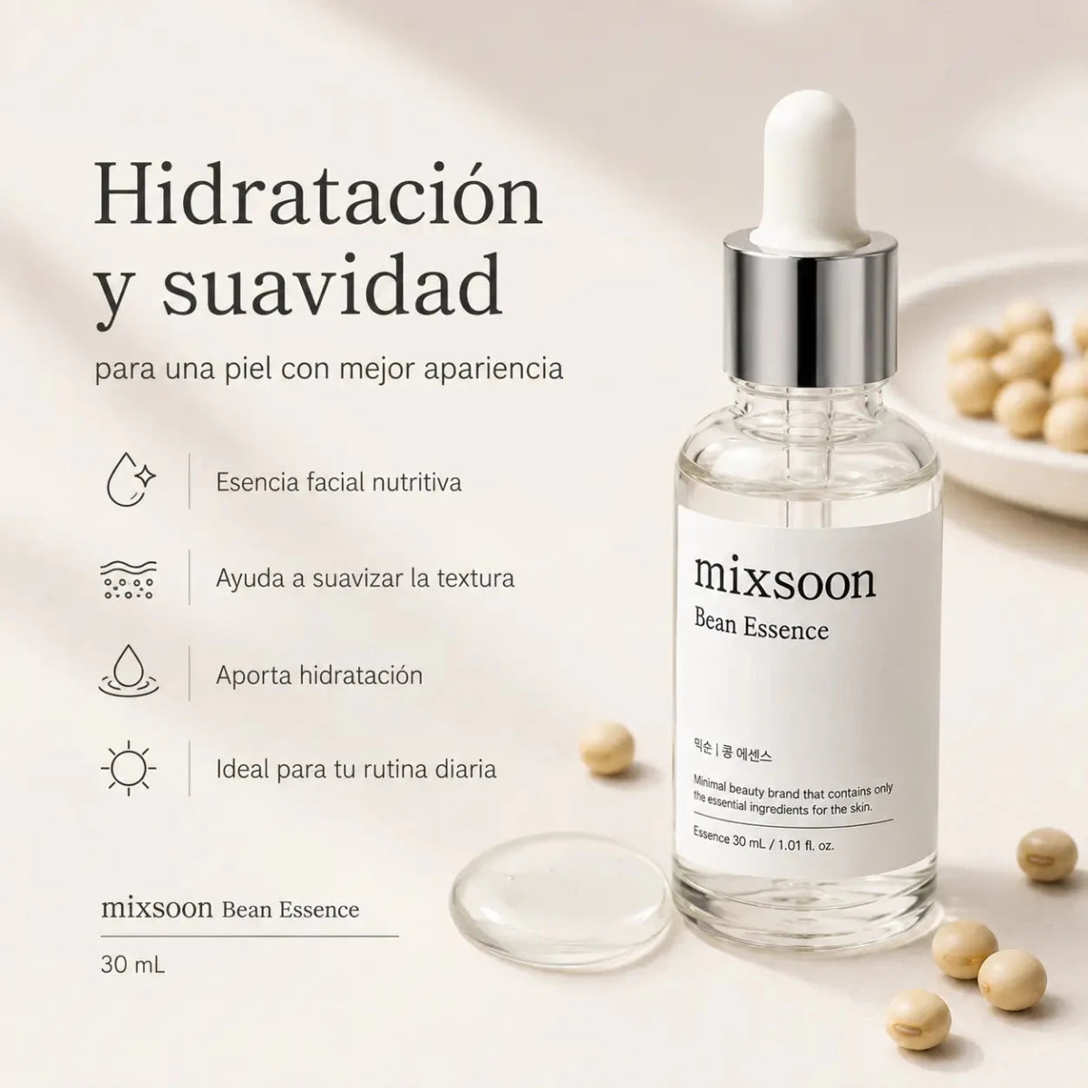 Mixsoon Bean Essence (30ml) — Esencia facial cosmética - Zivanne