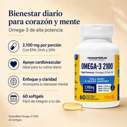 Omega-3 OceanBlue 2100 60 Cápsulas Blandas suplemento dietario Zivanne
