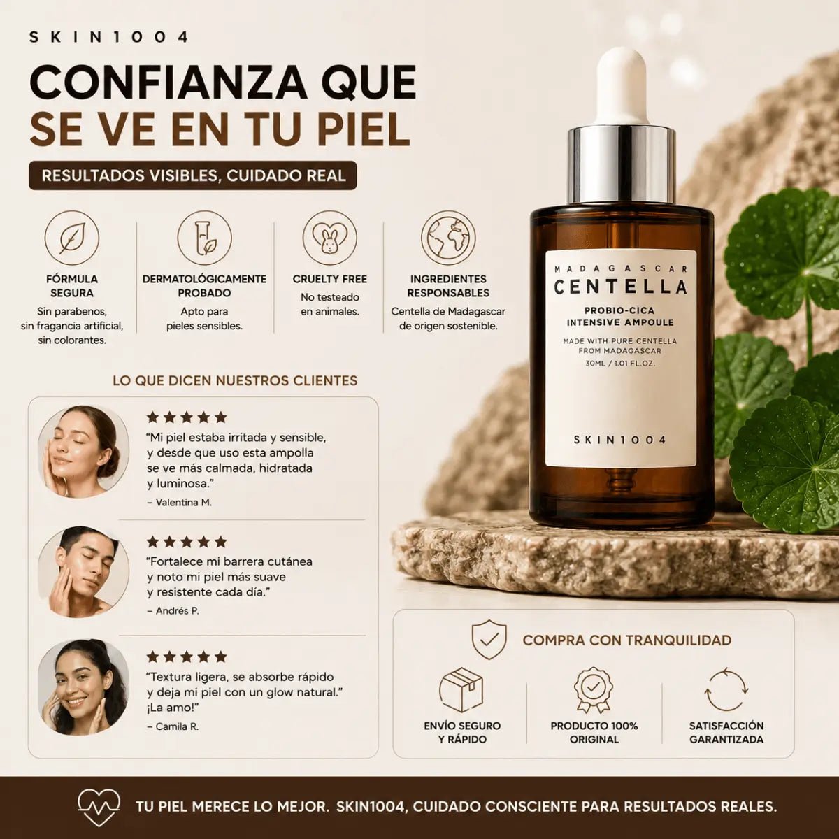 SKIN1004 Madagascar Centella Probio-Cica Intensive Ampoule (30ml) — Ampolla facial cosmética - Zivanne
