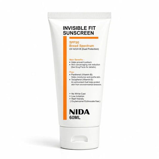 NIDA, Invisible Fit Sun Serum SPF50+, Sérum Protector Solar Facial de Rápida Absorción y Acabado Invisible K-Beauty, 60 ml