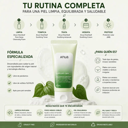 Anua Heartleaf Quercetinol Cleansing Foam (60ml) — Espuma Limpiadora - Zivanne