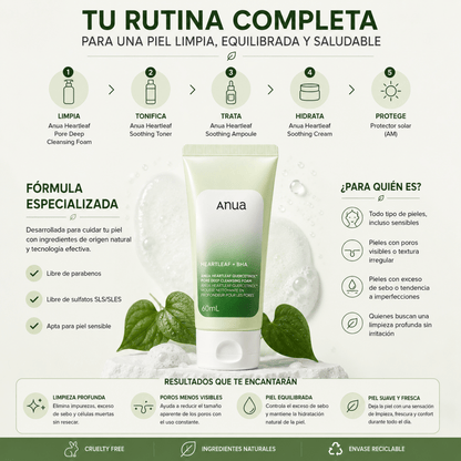 Anua Heartleaf Quercetinol Cleansing Foam 60ml espuma limpiadora facial